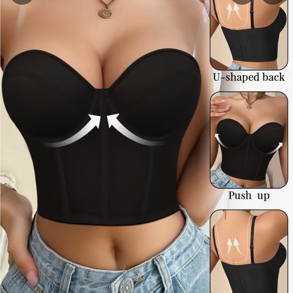 Elegant Black Strapless Push-Up Bra